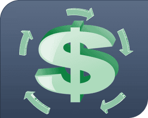 $ symbol with arrows indicating cash flow and loans, representing Phoenix Title Loans services.