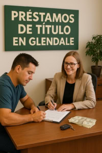 Loan approval meeting at Phoenix Title Loans Glendale.